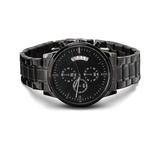 Customized Black Chronograph Watch | Engraving