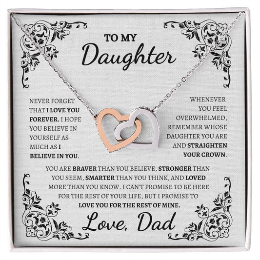 To My Daughter, Love Dad | Interlocking Hearts Necklace