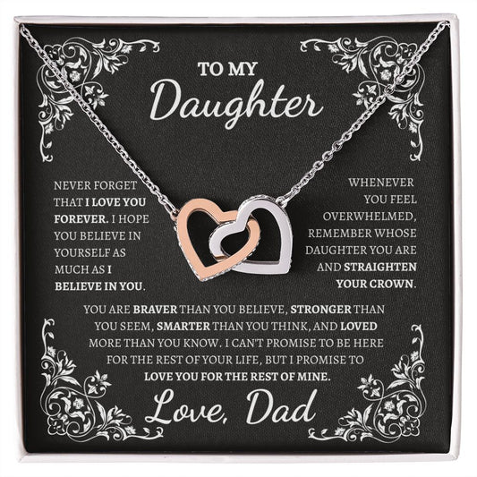 To My Daughter, Love Dad | Interlocking Hearts Necklace