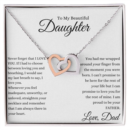 To My Beautiful Daughter From Dad | Interlocking Hearts Necklace | Valentine's Day